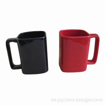 11oz Square Cydariform Ceramic Mug, Available in Various Colors and Artworks, OEM Orders are Welcome